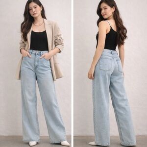 Hudson NWT Light Blue Wide Leg Denim Jeans Women’s High Rise Retro Fit Size 30